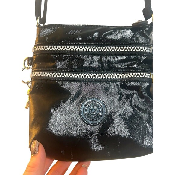 Kipling Keiko Vinyl Crossbody Mini Bag Purse Adjustable Strap Ape Monkey Charm - Picture 3 of 12